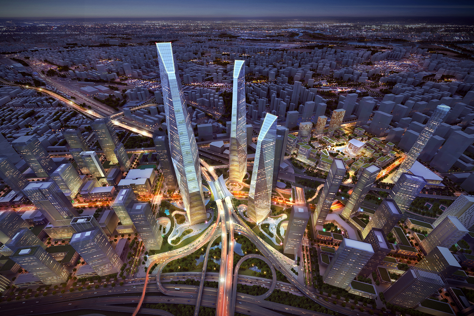 Wuhan bridgehead cbd from above