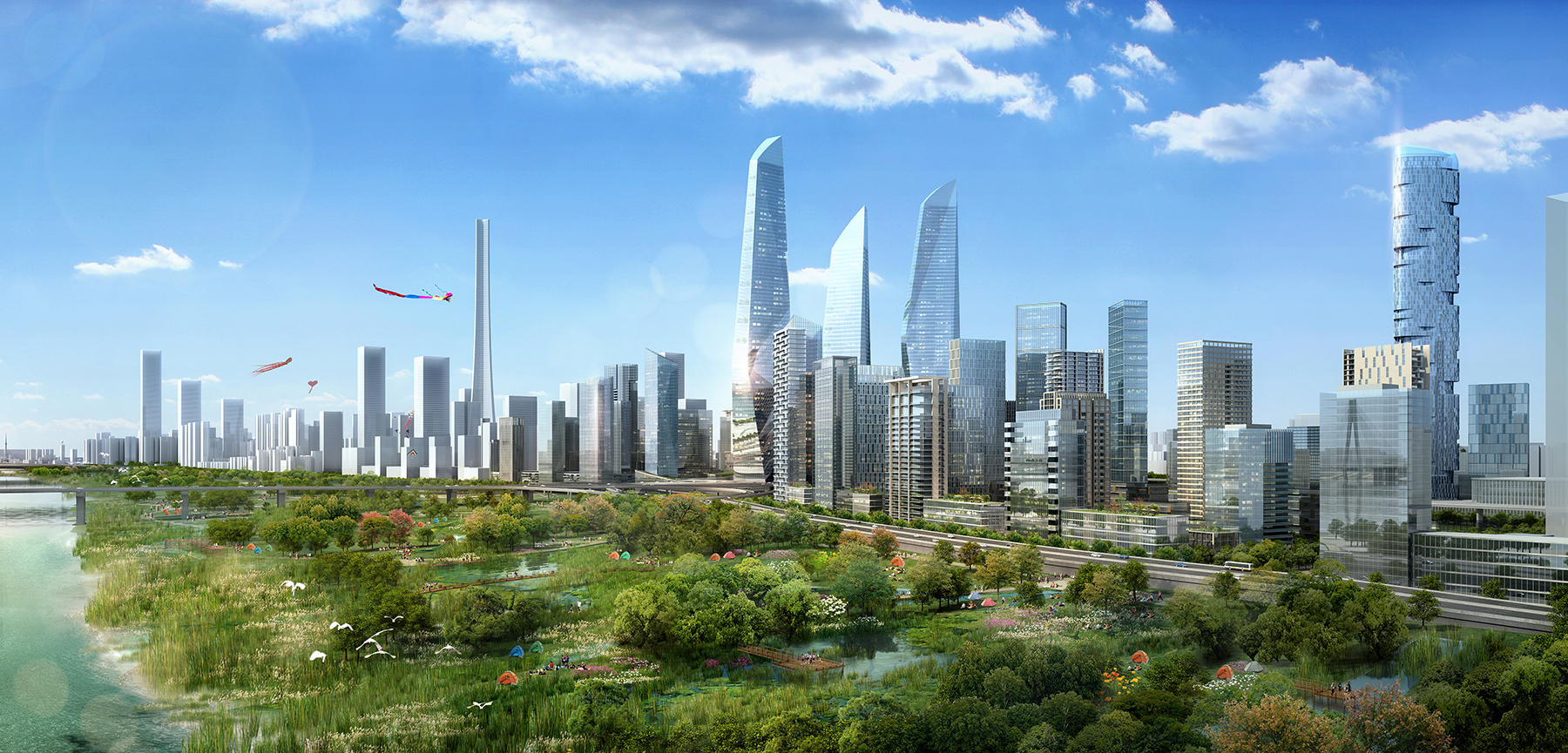 Wuhan bridgehead cbd waterfront